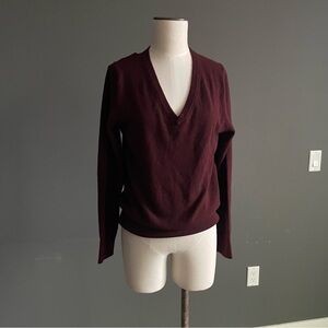 Quince 100% Cashmere V-Neck Sweater Burgundy | NWT | Size M